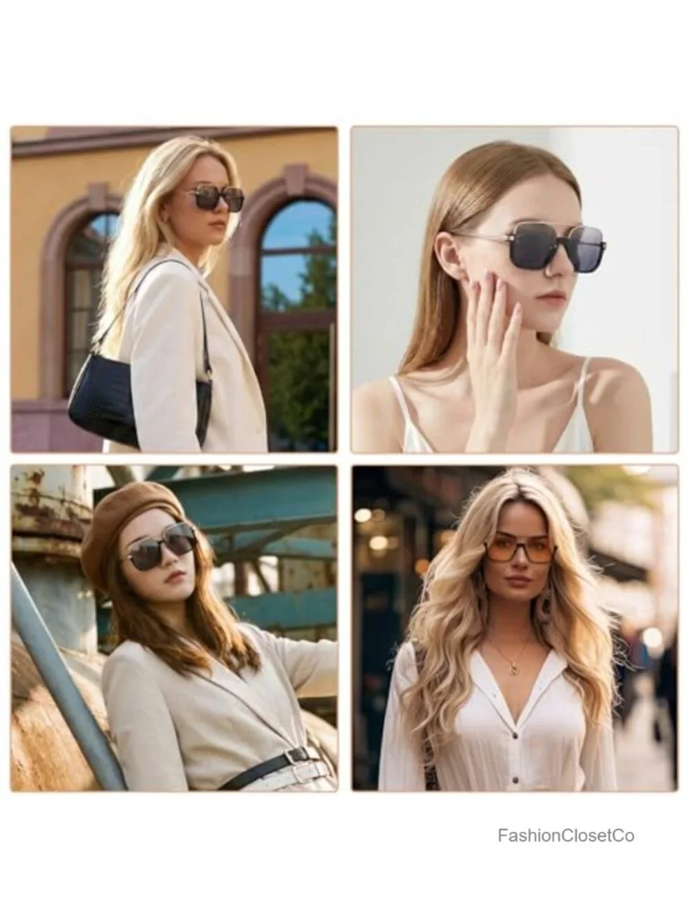 Oversized Retro Aviator Sunglasses UV Protection Square Frame 2 Pack